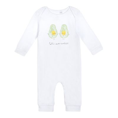 Babies' white slogan print sleep suit